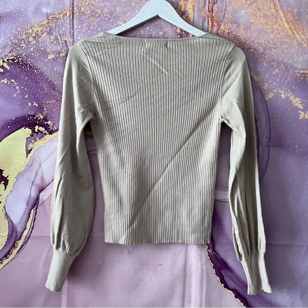 5/$30 Listicle Ribbed Scoop Neck Sweater Cream M